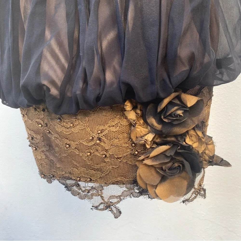 Jovani 100% Silk Gold & Black Ombré Beaded Dress Size Extra Large XL - Picture 8 of 13